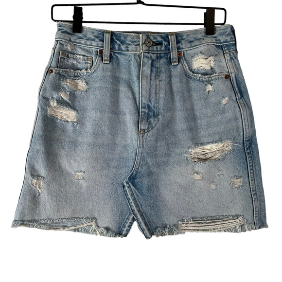 Abercrombie & Fitch Womens Zoe Natural Rise Vintage A-Line A Line Skirt Blue 4 - Picture 1 of 5